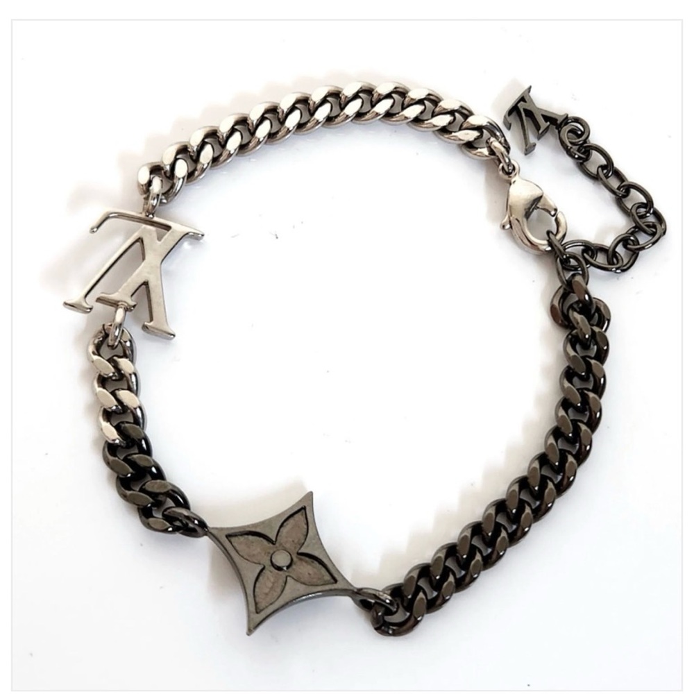 Louis Vuitton Instinct Black and Silver Chain Bracelet
